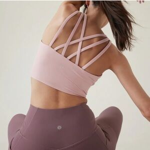 NWT Athleta Pink Conscious Strappy Crop Sports Bra or top Moisture-Wicking